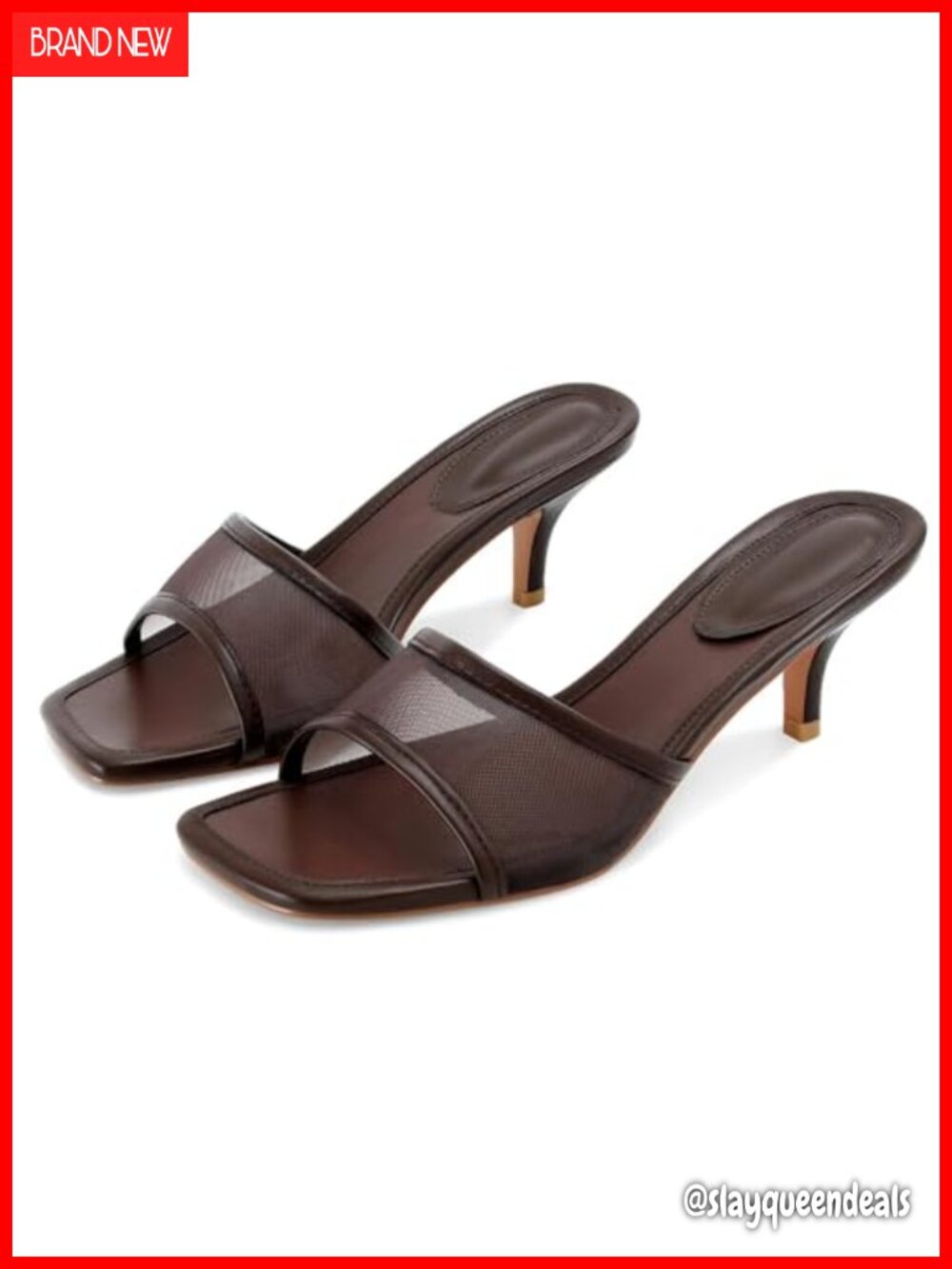 Dsevht Kitten Heel Sandals Square Open Toe Slip On Mule Sandal